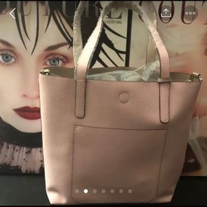 Women’s pink 12x12 tote bag with side body strap